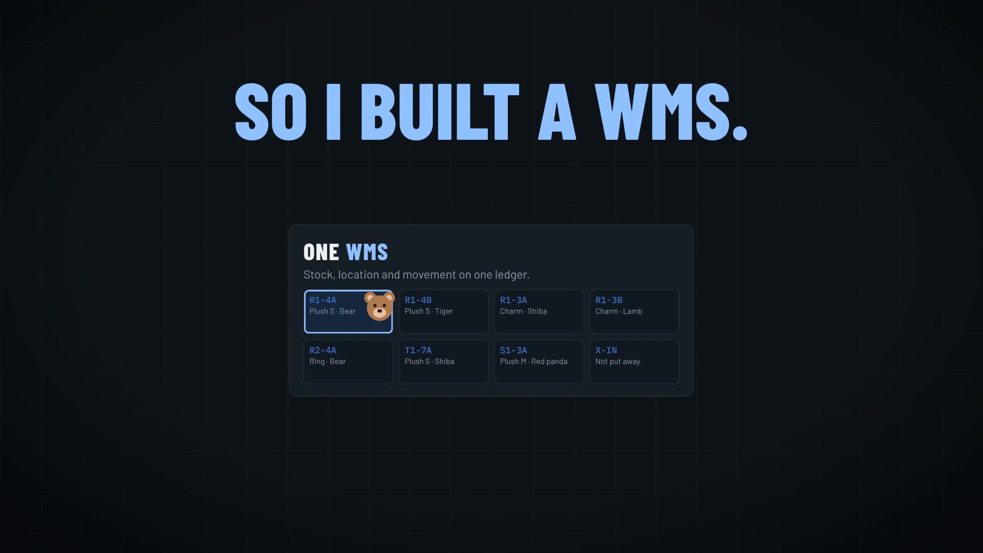 Title frame of the WMS walkthrough video: So I built a WMS